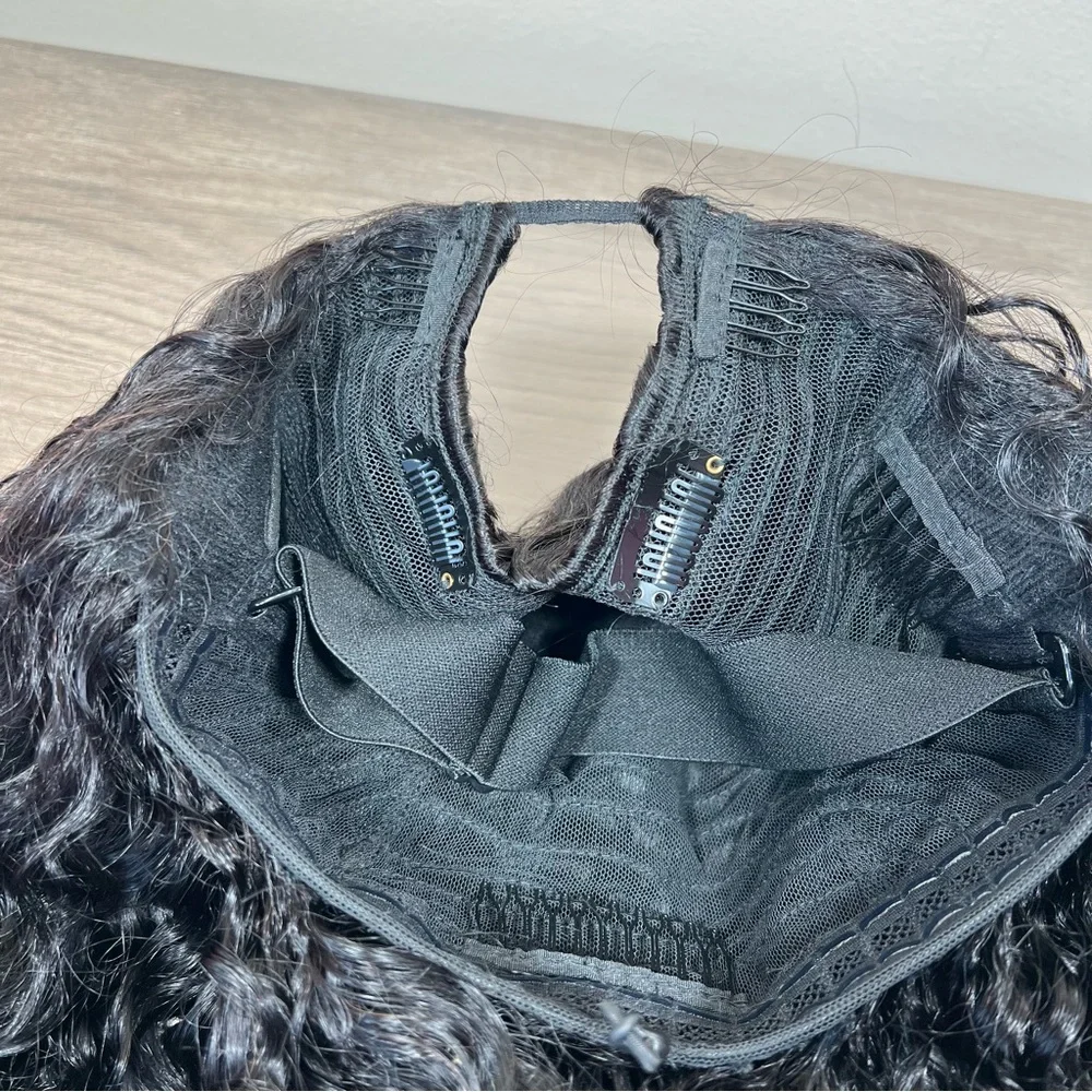 UNICE InvisiBlend V Part Water Wave Mixed Curly Human Hair 20 Inch Wig